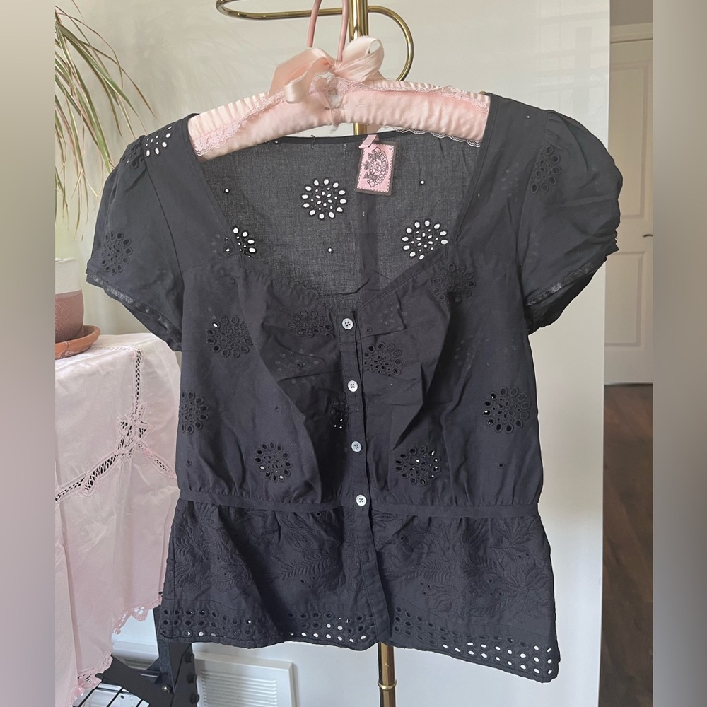 Juicy Couture Black Eyelet Blouse